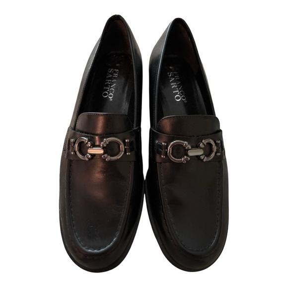 Franco Sarto Black Slip-On Loafers with Metal Details size 6.5M Leather. - Picture 4 of 9